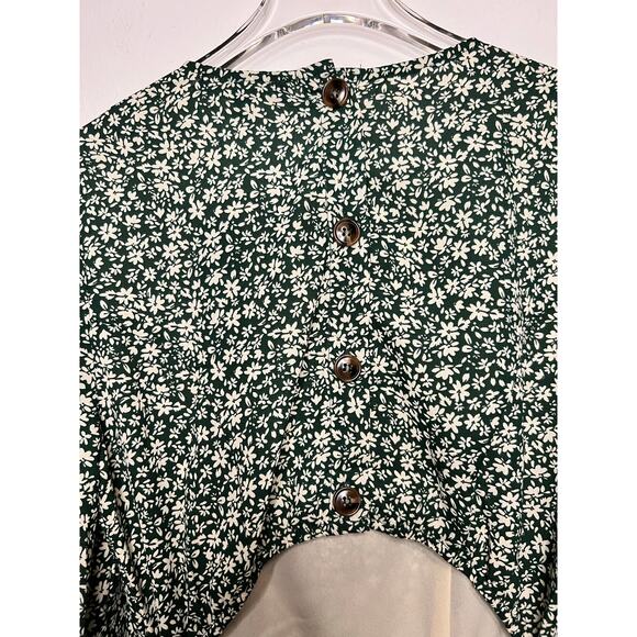 Lulu's Blooming Darlin' Green Floral Cutout Mini dress Size Small NWT - Picture 4 of 7